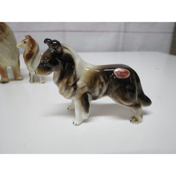 Vintage Collie Sheltie Dogs Figurines Set of 3 Miniature Japan Bone China - Picture 2 of 12